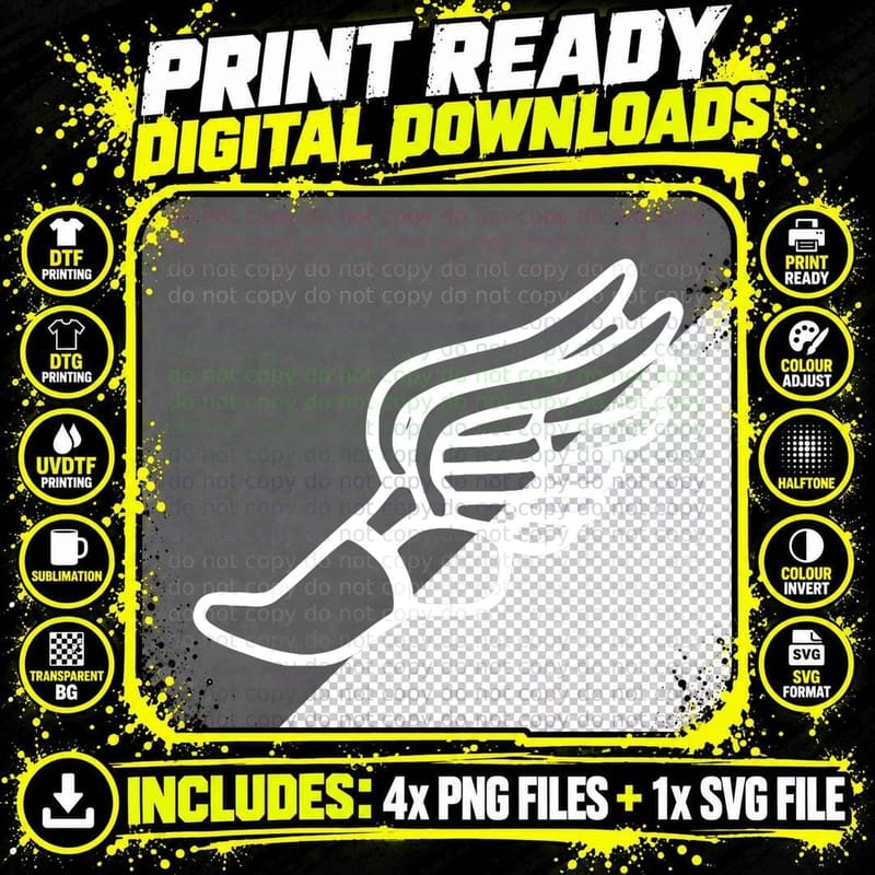 Running Shoe with Wings Track and Field Sneaker T-Shirt Png SVG Digital Bundle