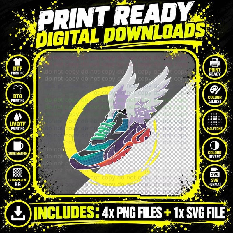 Track and Field Winged Sneaker Running, Runner T-Shirt Png SVG Digital Bundle