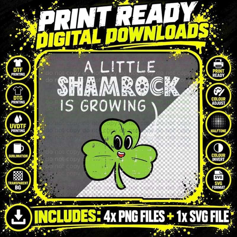 A Little Shamrock Is Growing St Patricks Day Pregnancy Png SVG Digital Bundle