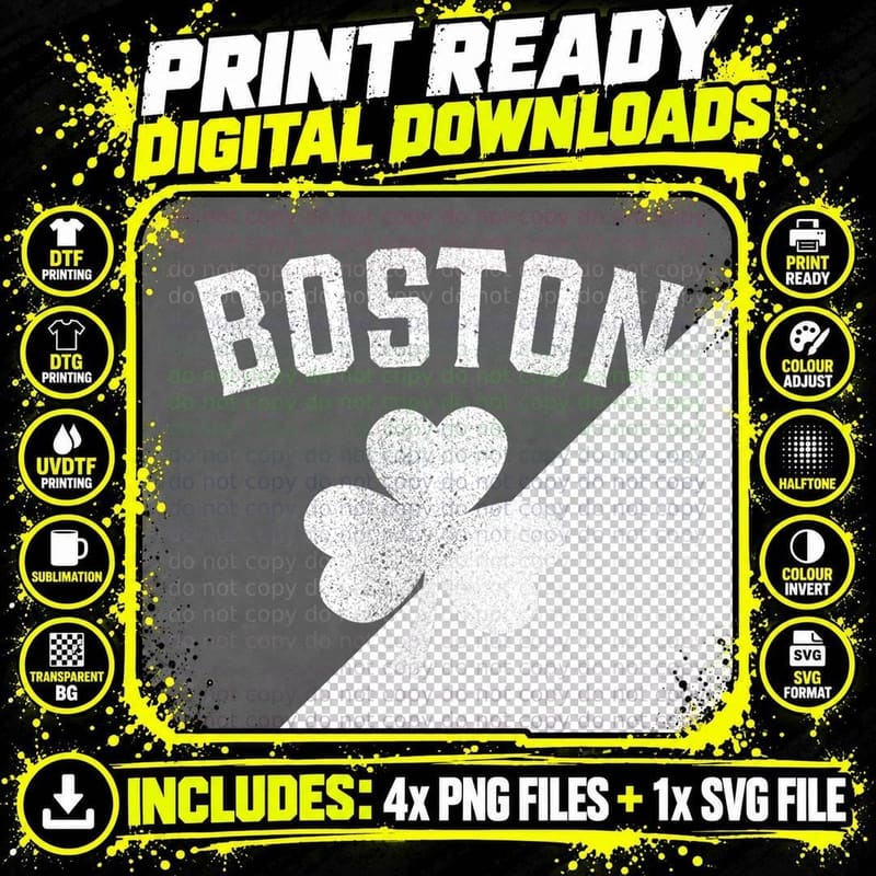 Boston, St Patrick's Day Shirt - Patty's Day Shamrock Tee Png SVG Digital Bundle
