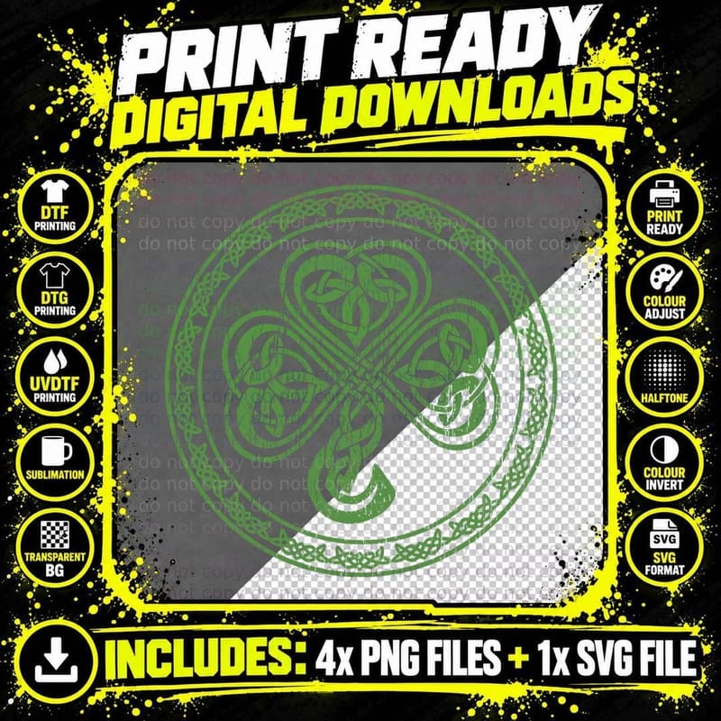 Celtic Knot Irish Shamrock Clover St. Patricks Day Png SVG Digital Bundle