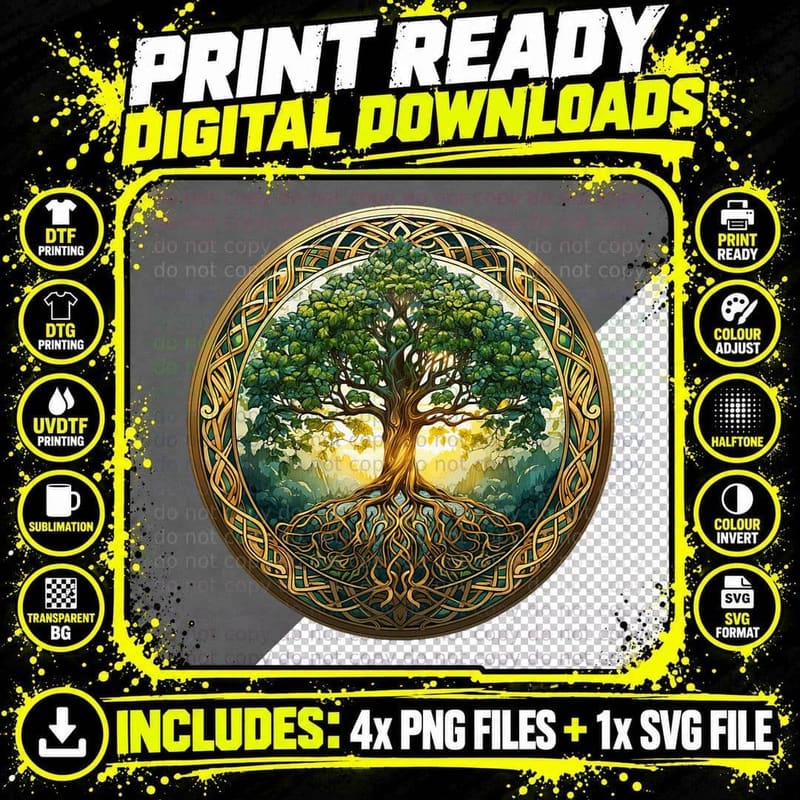 Celtic Tree of Life St Patricks Day Irish Nordic Png SVG Digital Bundle