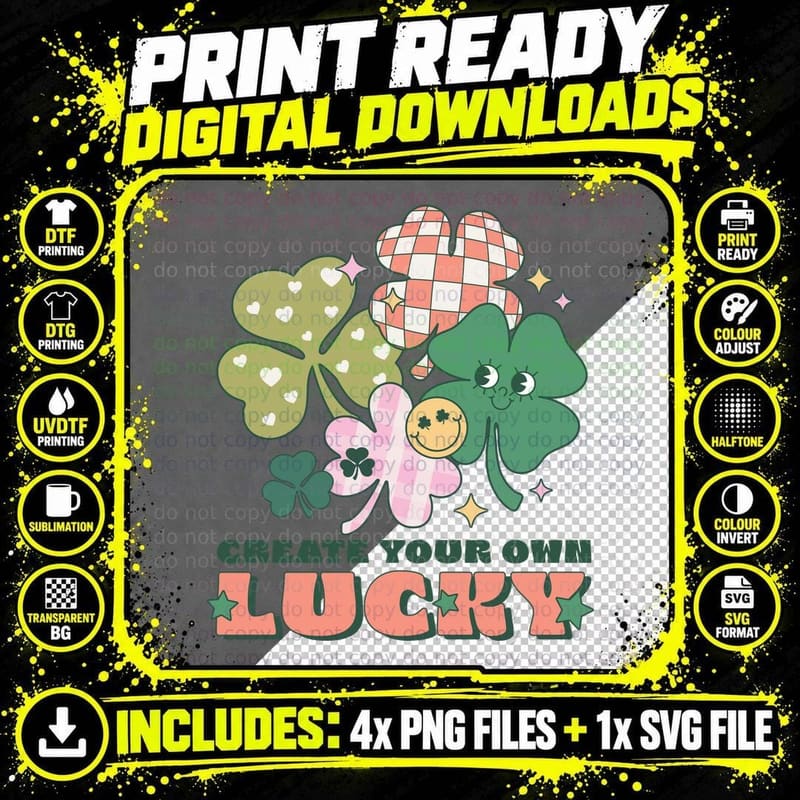 Create Your Own Lucky St Patricks Day T-Shirt Png SVG Digital Bundle