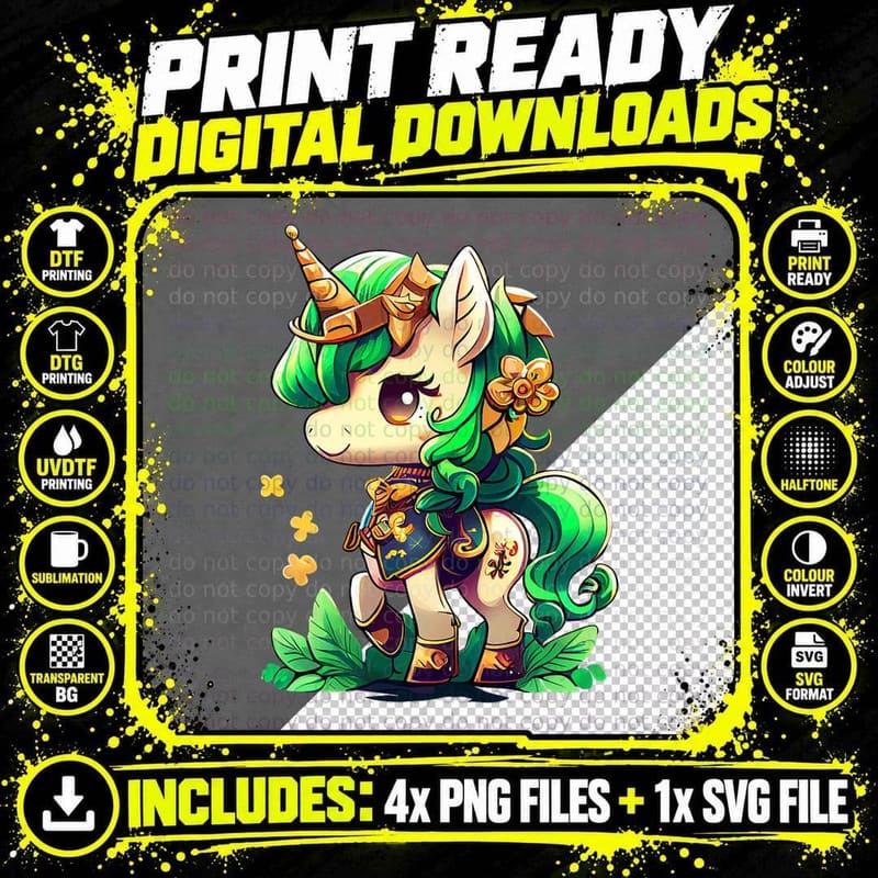 Cute Unicorn Leprecorn St Patrick Day Lucky Irish Girls Png SVG Digital Bundle