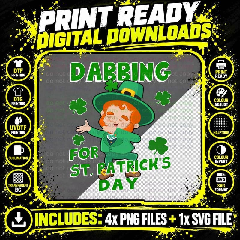 Dabbing Leprechaun T-Shirt, St Patrick's Day Style Png SVG Digital Bundle