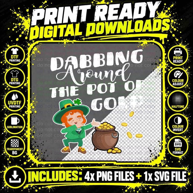 Dabbing Leprechaun T-Shirt, St Patricks Day Png SVG Digital Bundle