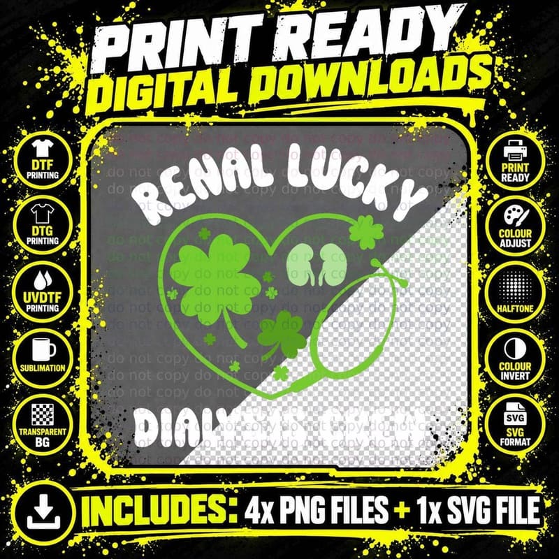 Dialysis Technician St Patricks Day Renal Lucky Matching Png SVG Digital Bundle