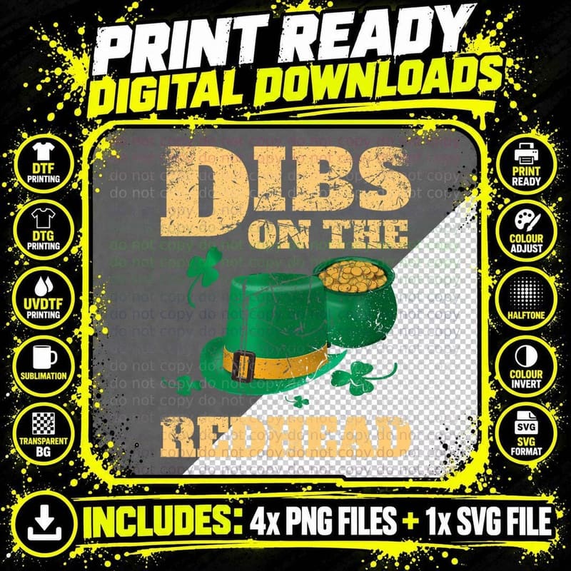 Dibs on the Redhead Shirt Men Women Shamrock St Patricks Png SVG Digital Bundle