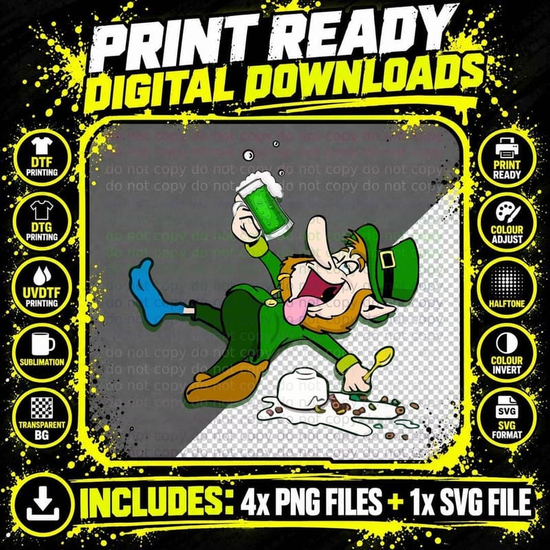 Drunk Irish T-Shirt, St Patricks Day, Party Time Png SVG Digital Bundle