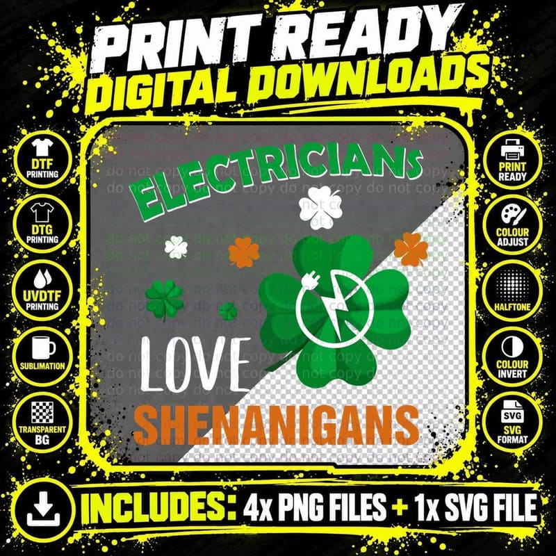 Electricians Love Shenanigans T-Shirt Png SVG Digital Bundle