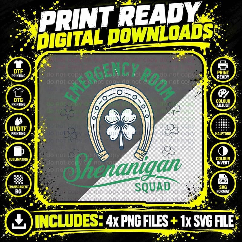 Emergency Room Shenanigans Squad St. Patrick's Day Er Png SVG Digital Bundle