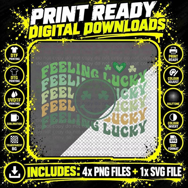 Feeling Lucky St Patricks Day T-Shirt Png SVG Digital Bundle