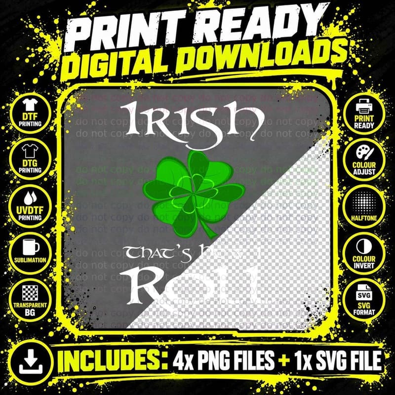 Four-Leaf Clover T-Shirt, St Patricks Day Style Png SVG Digital Bundle