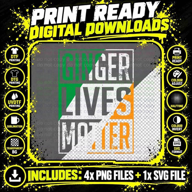Ginger Lives Matter Irish Flag St Patricks Day Redhead Png SVG Digital Bundle
