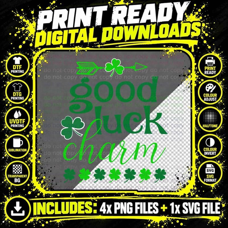 Good Luck Charm T-Shirt, St Patricks Day Style Png SVG Digital Bundle