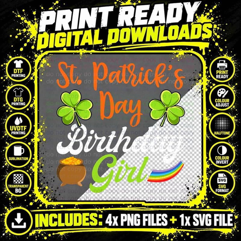 Happy Birthday St Patricks Day Shirts for Irish Girls Png SVG Digital Bundle