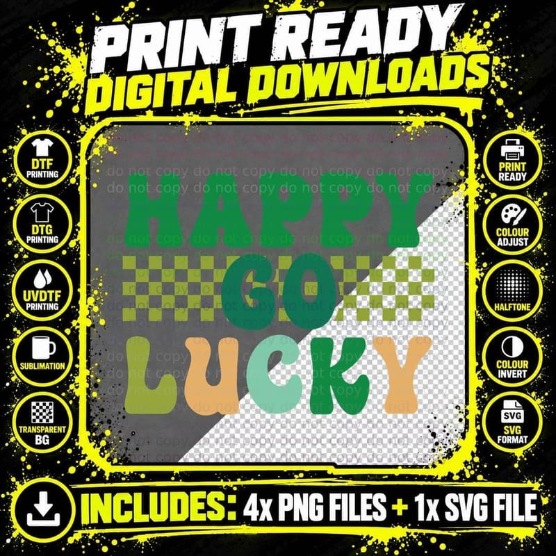 Happy Go Lucky St Patricks Day T-Shirt Png SVG Digital Bundle