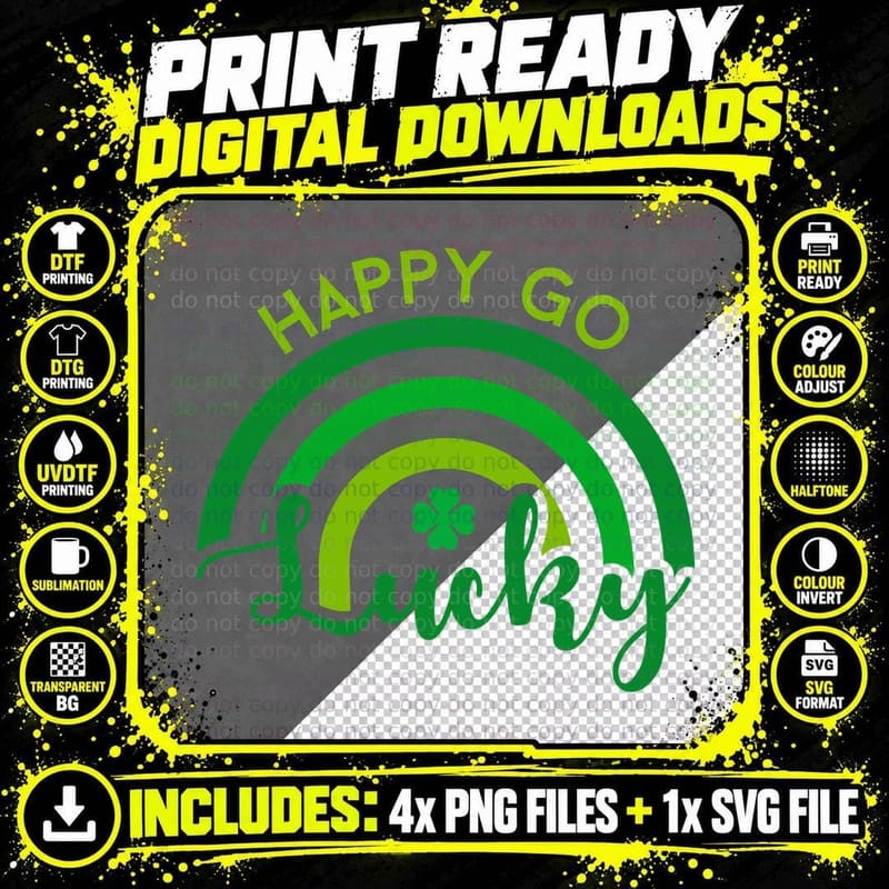 Happy Go Lucky St Patricks Day T-Shirt Png SVG Digital Bundle