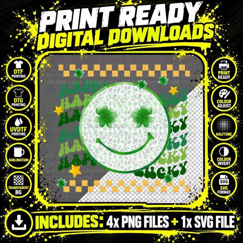 Happy Lucky St Patricks Day T-Shirt Png SVG Digital Bundle