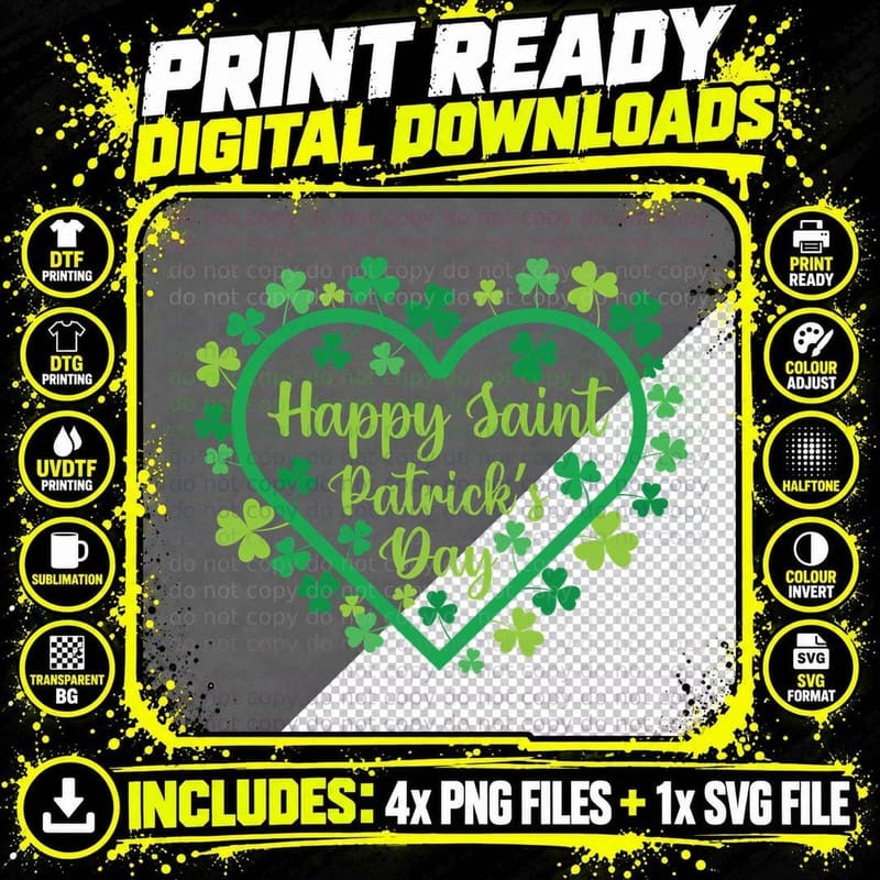 Happy Saint Patrick's Day St Patricks Day T-Shirt Png SVG Digital Bundle