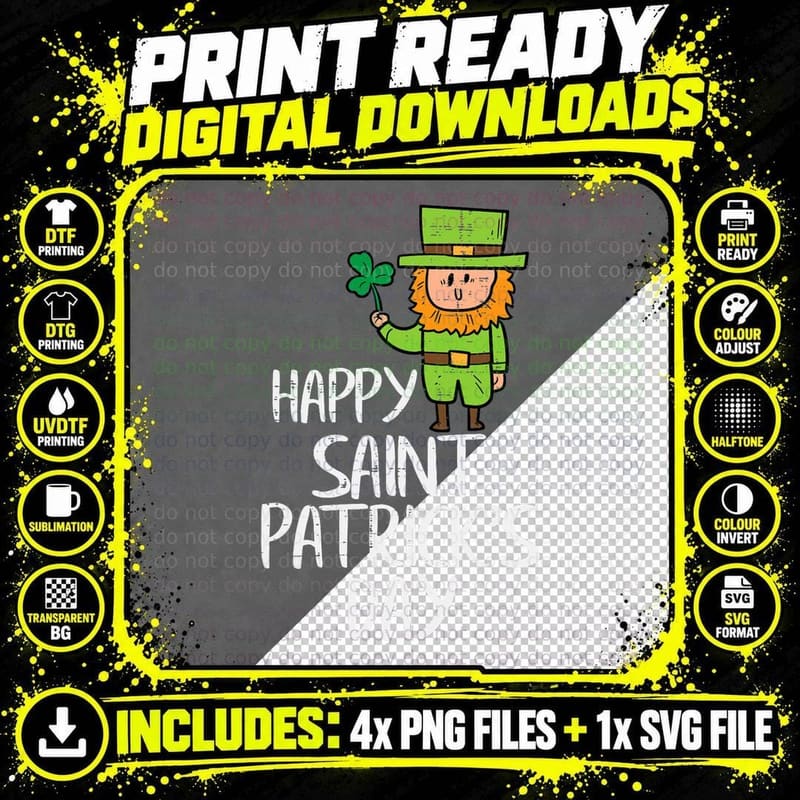 Happy Saint Patricks Day St Paddys Day Boys Kids Toddler Png SVG Digital Bundle