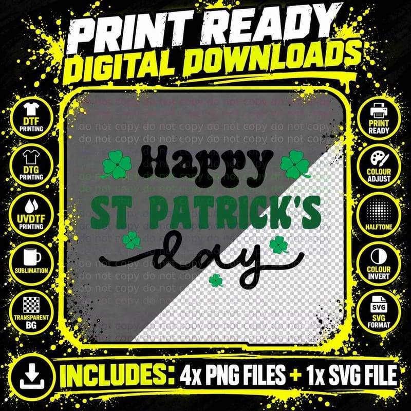 Happy St Patrick's Day St Patricks Day T-Shirt Png SVG Digital Bundle