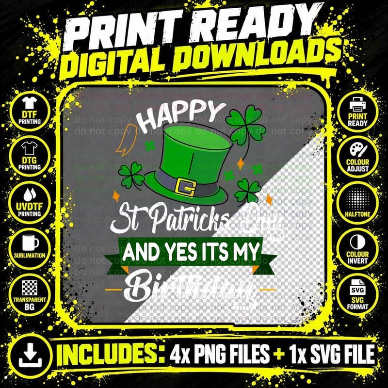 Happy St Patricks Day It's My Birthday Saint Patricks Png SVG Digital Bundle