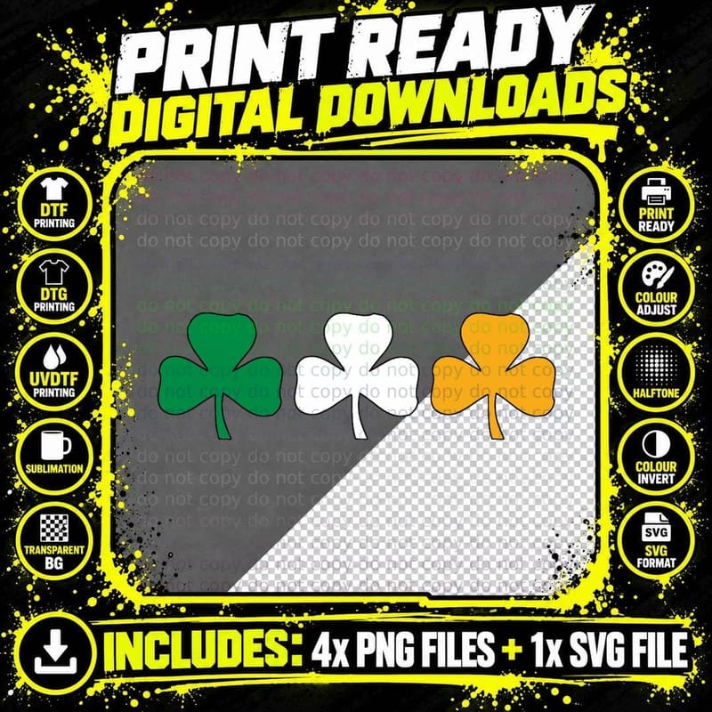Ireland Shamrock Flag T-Shirt Png SVG Digital Bundle