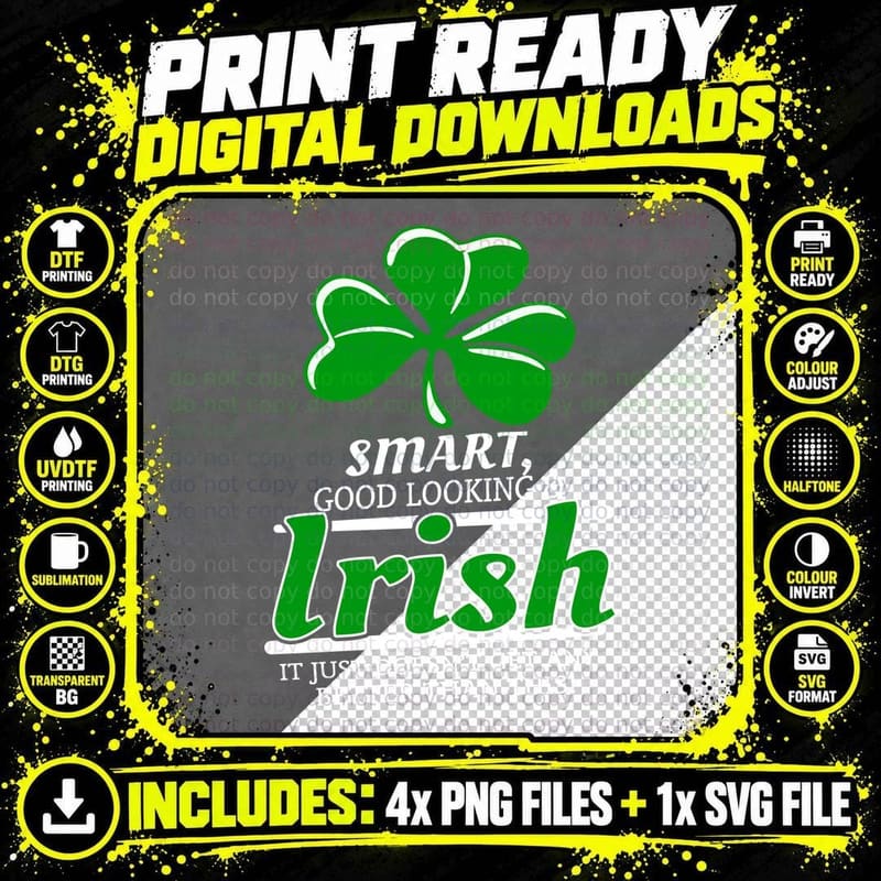 Irish Clover T-Shirt, St Patrick's Day Style Png SVG Digital Bundle
