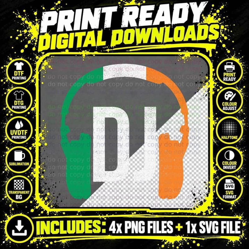 Irish DJ - St Patricks Day DJ Ireland Headphones T-Shirt Png SVG Digital Bundle