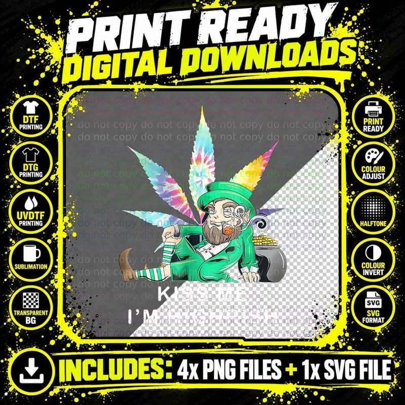 Irish Gnome Smoking Joint Weed St. Patrick's Day Gnome Png SVG Digital Bundle