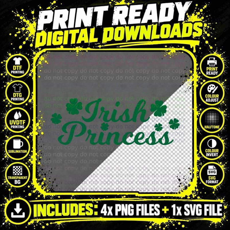 Irish Princess St. Patricks Day Clover, Celtic Png SVG Digital Bundle