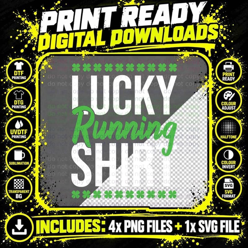 Irish St Patrick's Day Clover Marathon Running Lucky Png SVG Digital Bundle
