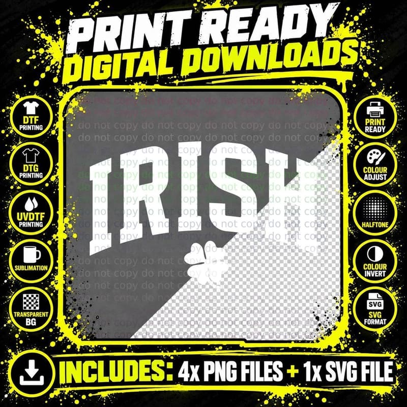 Irish St Patricks Day T-Shirt, Irish Clover Graphic Tee Png SVG Digital Bundle