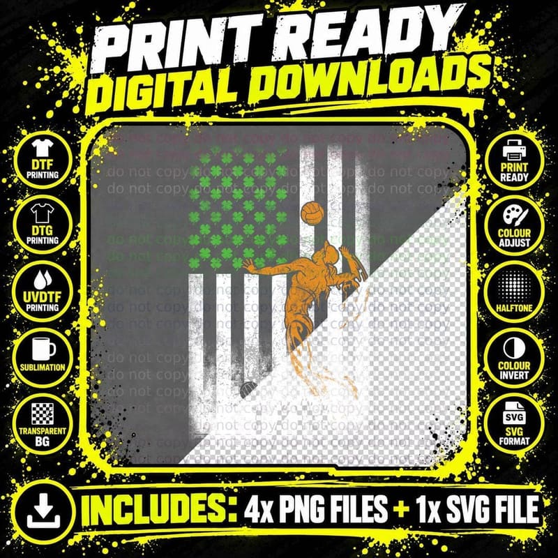 Irish Volleyball T-Shirt, St Patrick's Day Theme Png SVG Digital Bundle