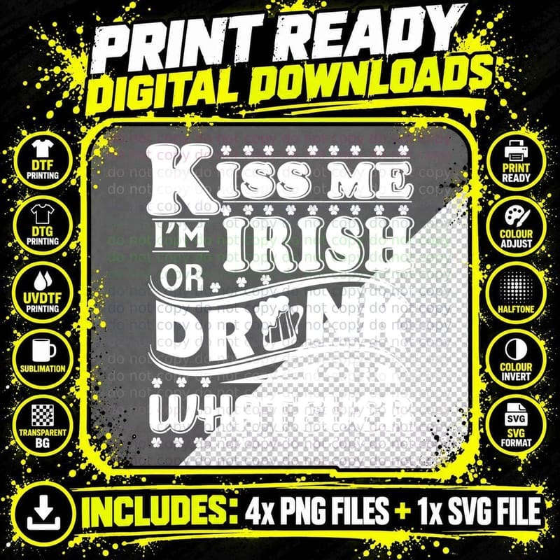 Irish or Drunk T-Shirt, St Patricks Day, Party Fun Png SVG Digital Bundle