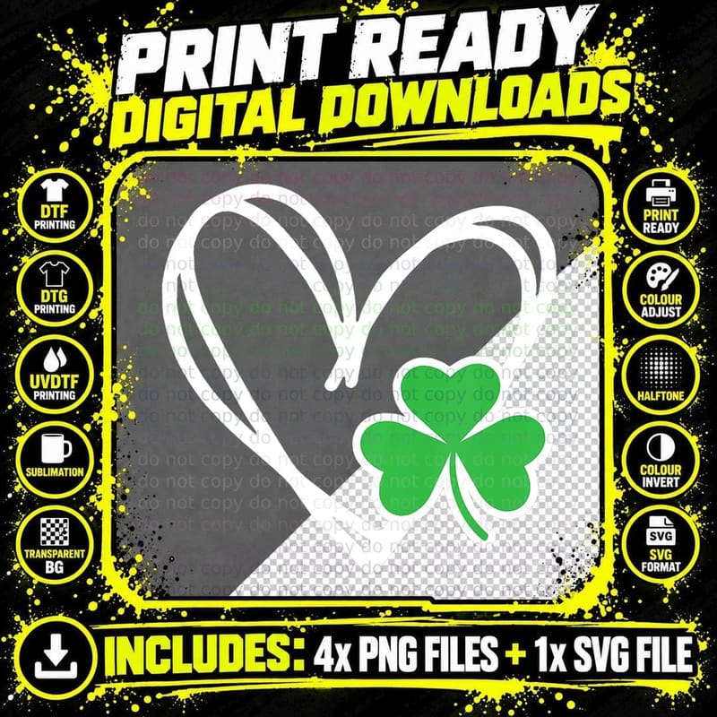Kids Girls Heart St Patricks Day Shamrock Irish Toddler Png SVG Digital Bundle