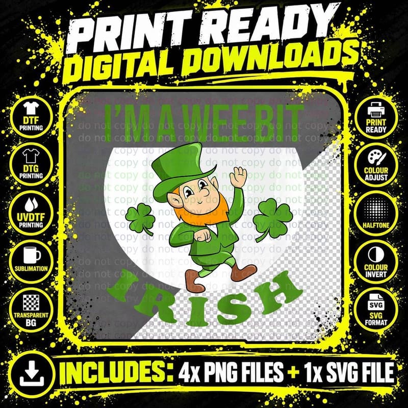 Kids I'm a Wee Bit Irish Leprechaun Toddler Boy St Png SVG Digital Bundle