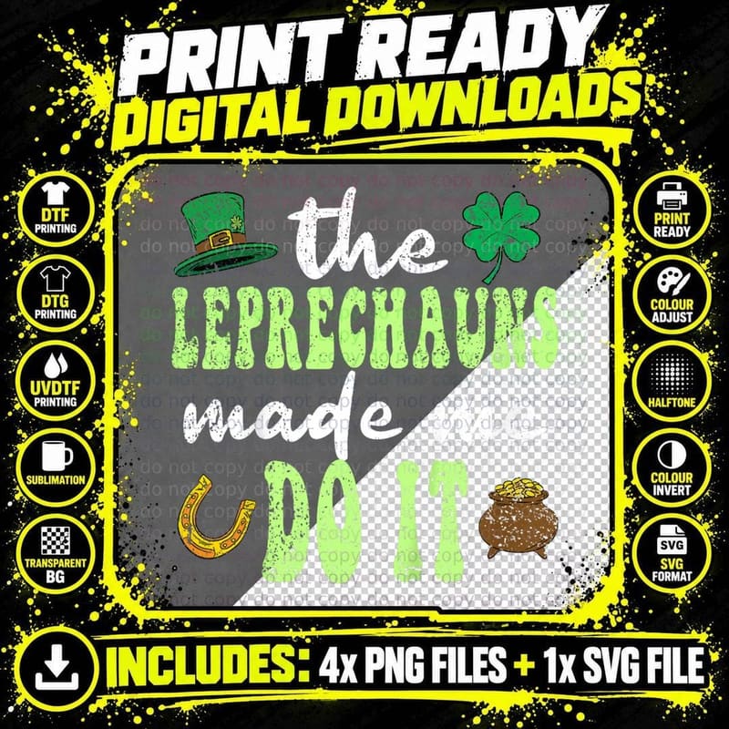 Kids St Patricks Day Boys Girls Kids Leprechauns Made Me Png SVG Digital Bundle