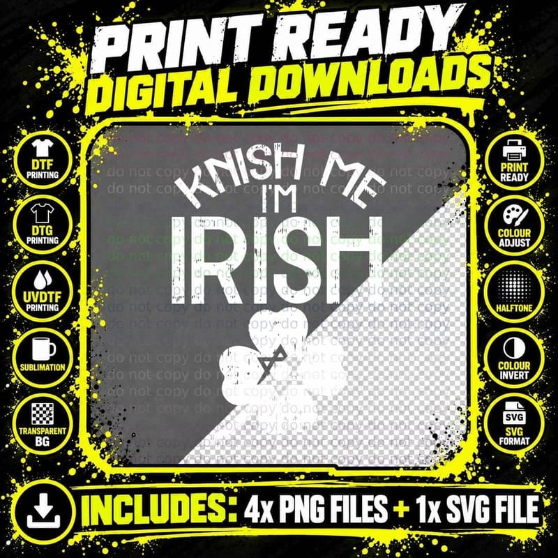 Knish Me I'm Irish Jewish Food Pun St Patricks Day Jew Png SVG Digital Bundle