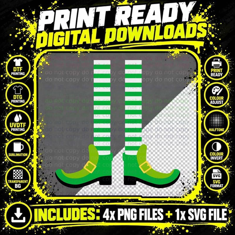Leprechaun Legs with Green Boots St Patricks Day T-Shirt Png SVG Digital Bundle