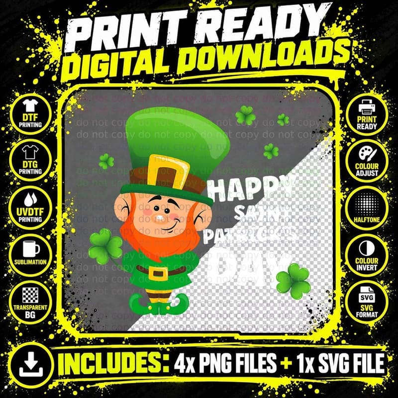 Leprechaun St Pattys Kids Party Boys Girls St Patricks Png SVG Digital Bundle