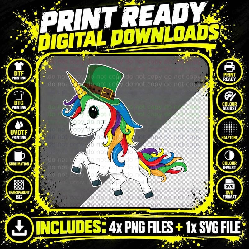 Lepricorn T-Shirt St Patricks Day Leprechaun Unicorn Png SVG Digital Bundle