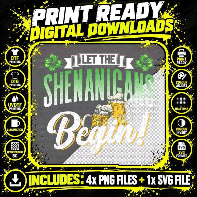 Let the Shenanigans Begin Ireland St. Patricks Day Irish Png SVG Digital Bundle
