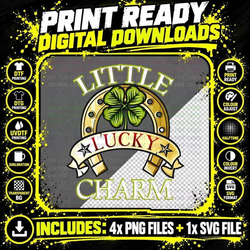 Little Lucky Charm T-Shirt, St Patricks Day Style Png SVG Digital Bundle