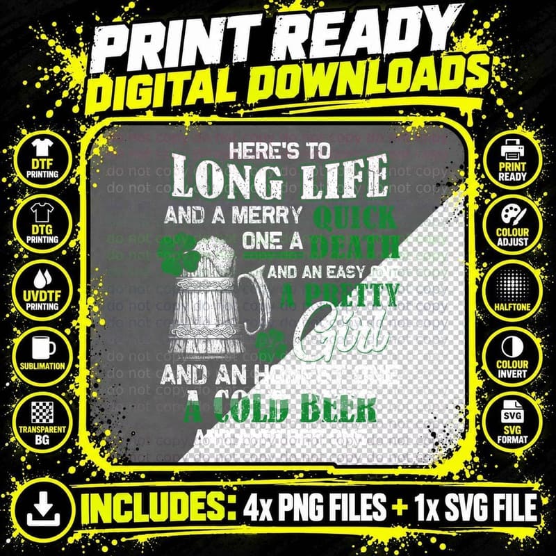 Long Life, Quick Death, Pretty Girl T-Shirt Png SVG Digital Bundle
