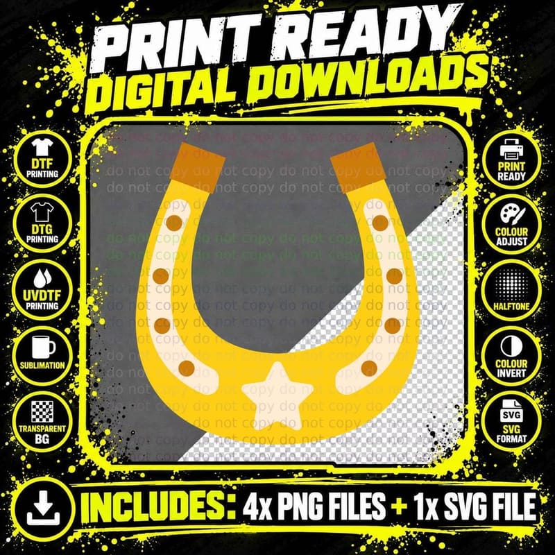 Lucky Horseshoe with Star St Patricks Day T-Shirt Png SVG Digital Bundle