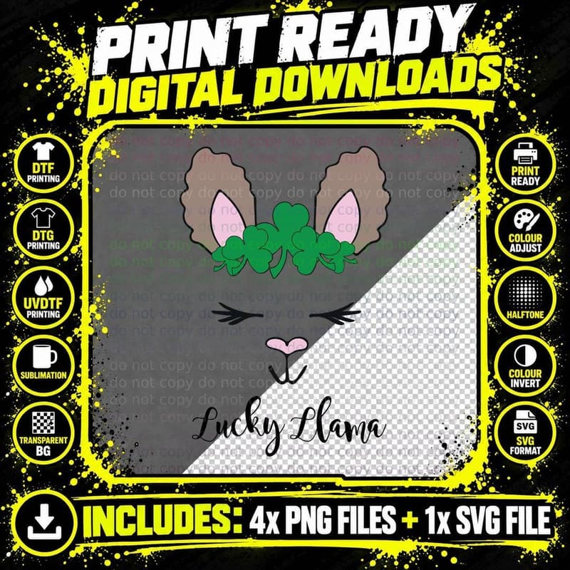 Lucky Llama St Patrick T-Shirt, St Patricks Day Theme Png SVG Digital Bundle
