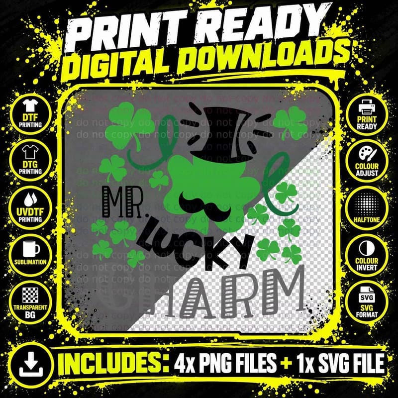 Mr. Lucky Charm St Patricks Day T-Shirt Png SVG Digital Bundle