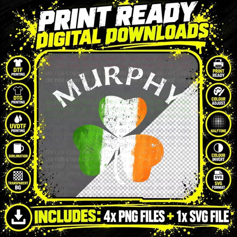 Murphy Hoodie Irish Family Name St Patricks Day T-Shirt Png SVG Digital Bundle